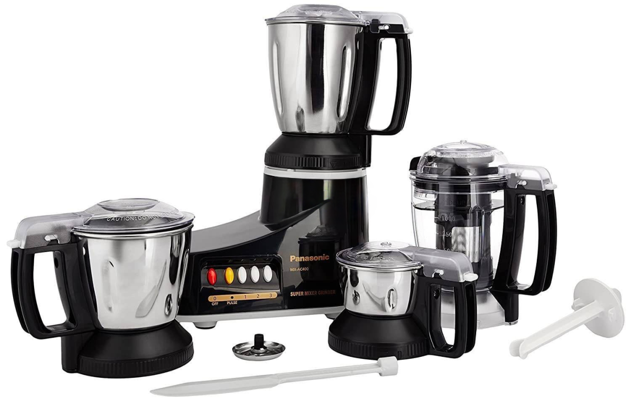 Panasonic (MX-AC400) Super Mixer Grinder 4 Jars – 1000W Black