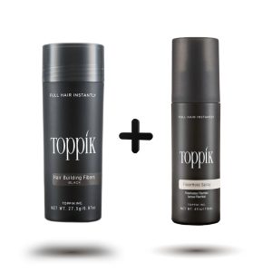 Toppik Hair Building Fiber 27.5g Black + FiberHold Spray 118ml Combo | USA Original