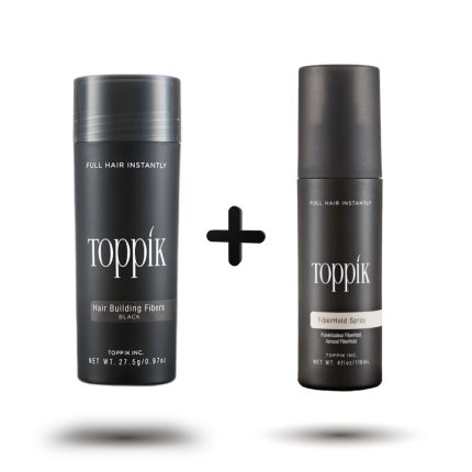 Toppik Hair Building Fiber 27.5g Black + FiberHold Spray 118ml Combo | USA Original