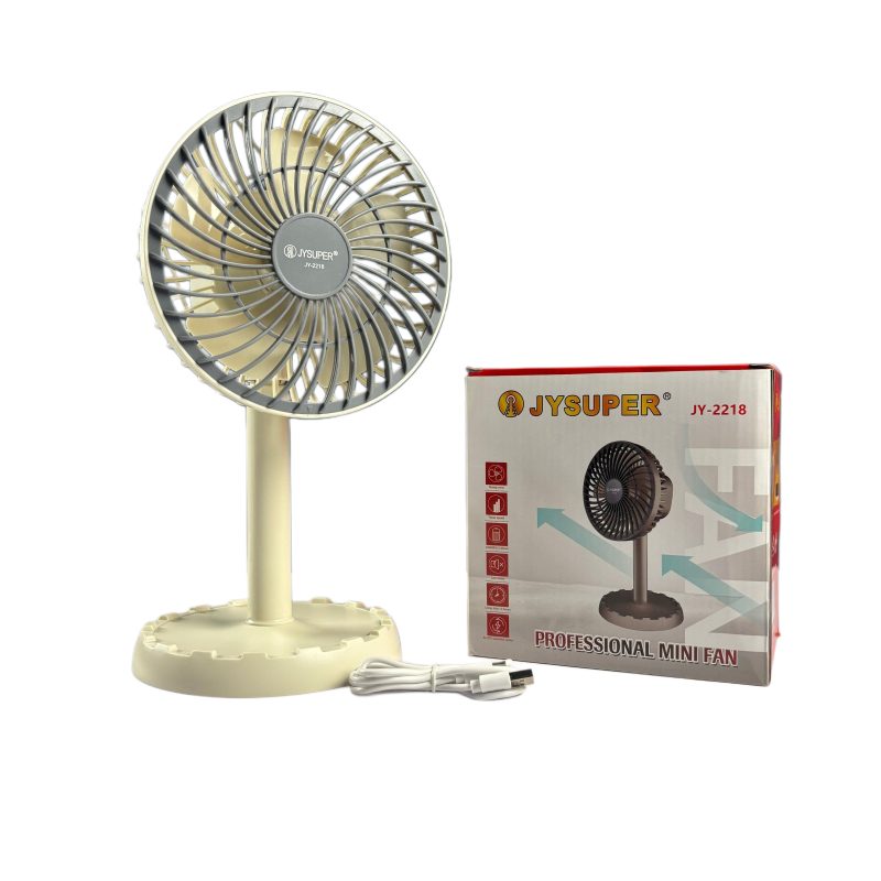JY Super JY-2218 Rechargeable Mini Table Fan 4000mAh AC-DC