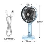 DP-7640 USB Rechargeable Desktop & Hand Fan – 3000mAh